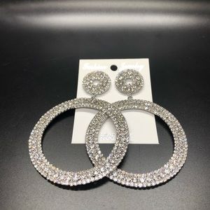 Dazzling silver tone Chrystal rhinestone earrings